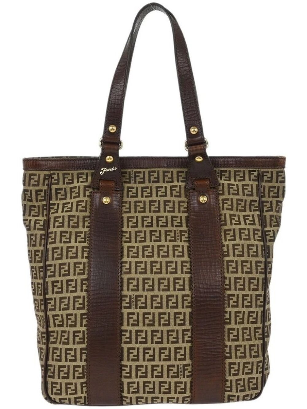 Fendi Brown Canvas Zucchino Tote Handbag